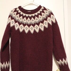 L.L. Bean Women's Burgundy and Gray Crewneck Sweater